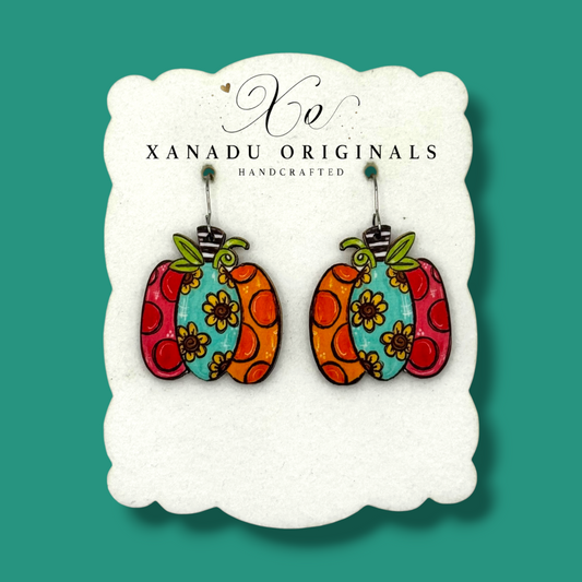 Whimsical Flower Pumpkin Earrings