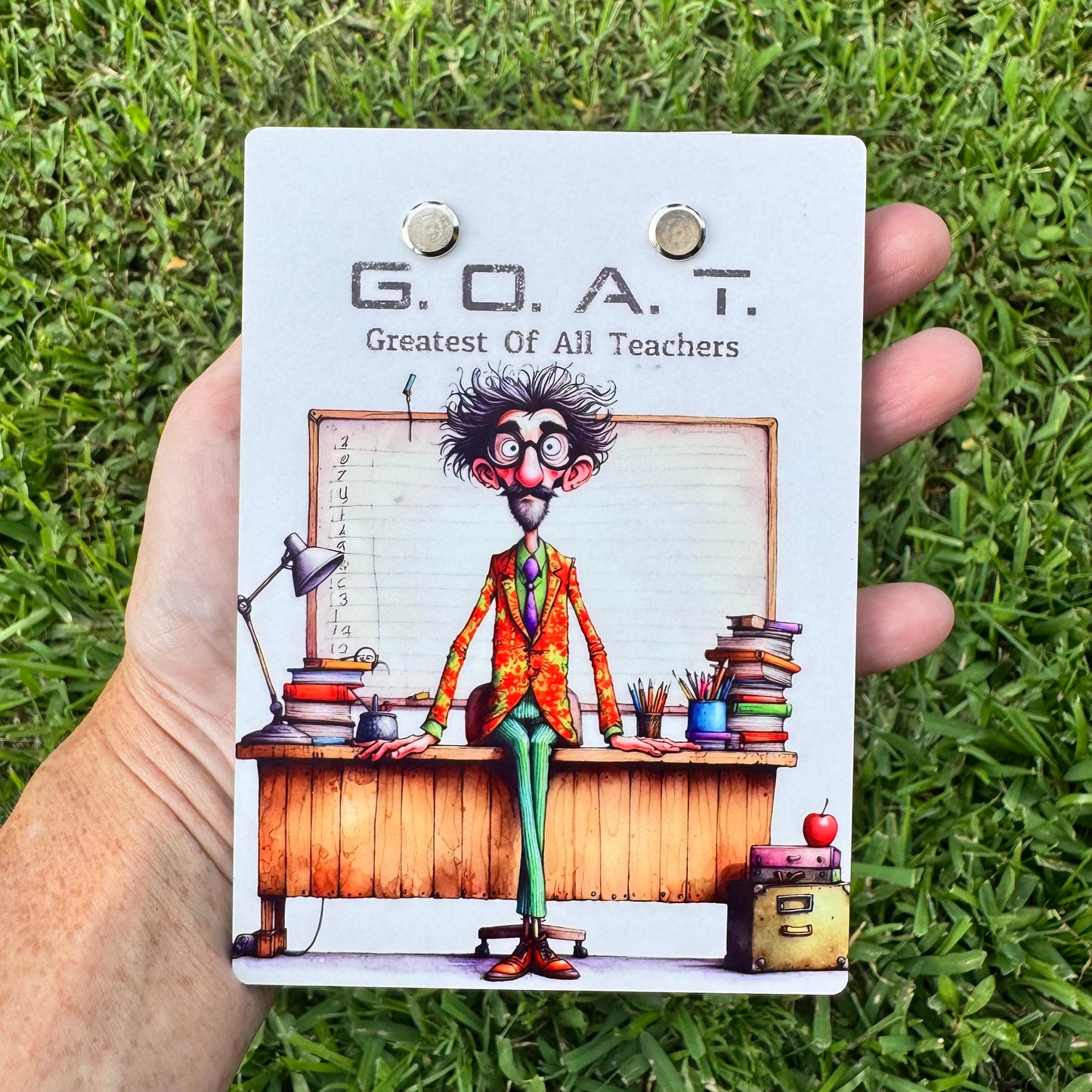 "G.O.A.T. Greatest Of All Teachers" Mini Clipboard Notepad Holder