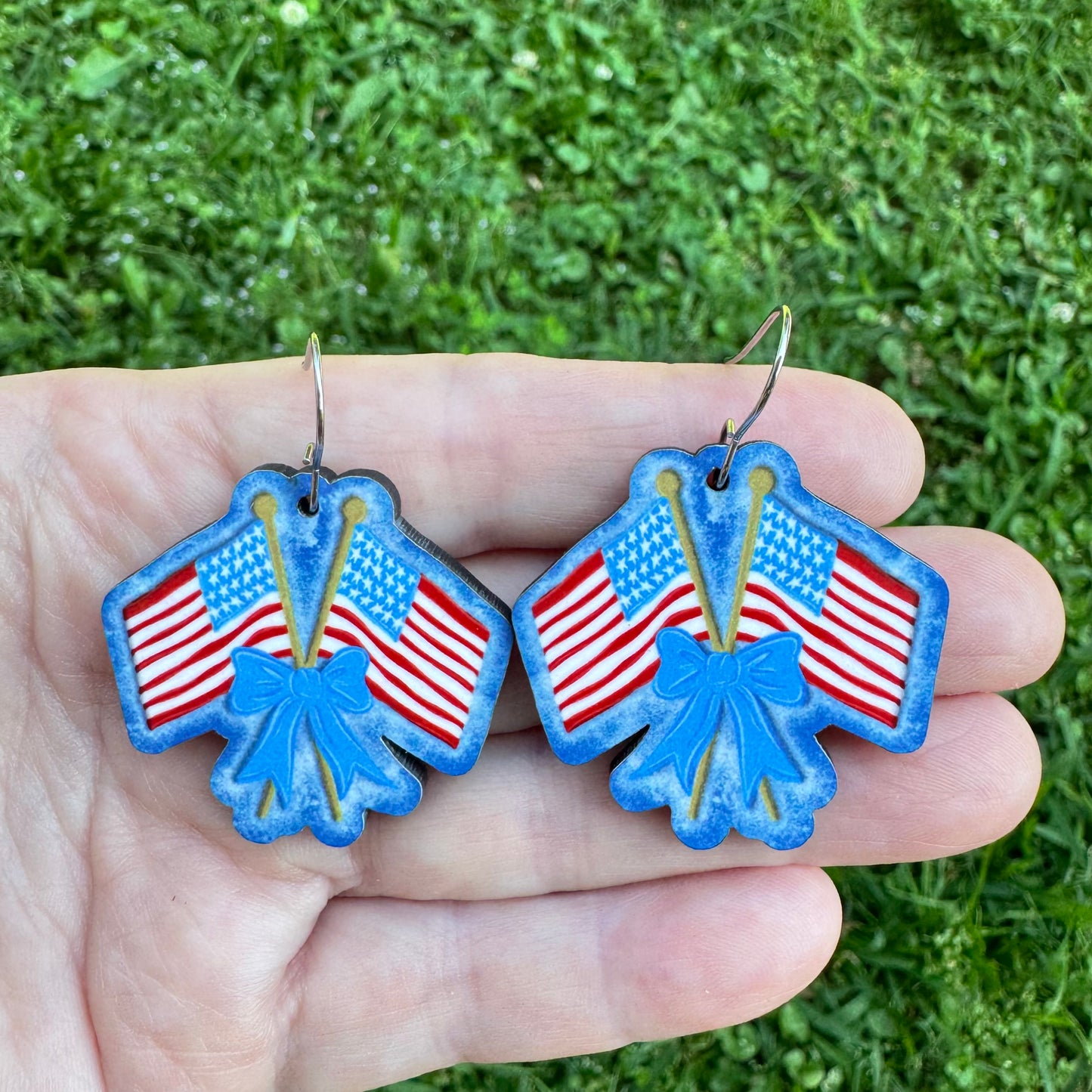 Petite Patriotic Bow Earrings