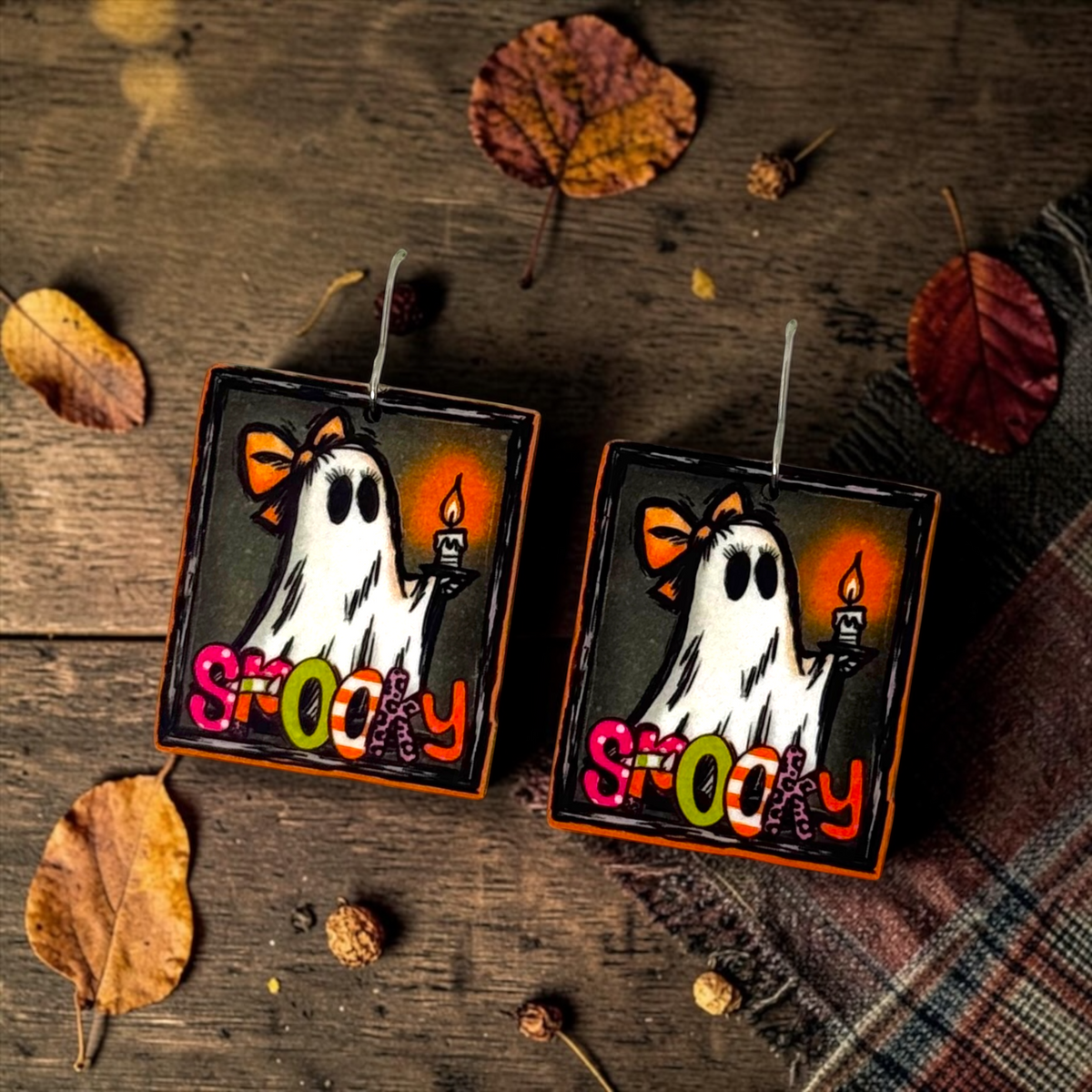 Spooky Candle Ghost Dangle Earrings
