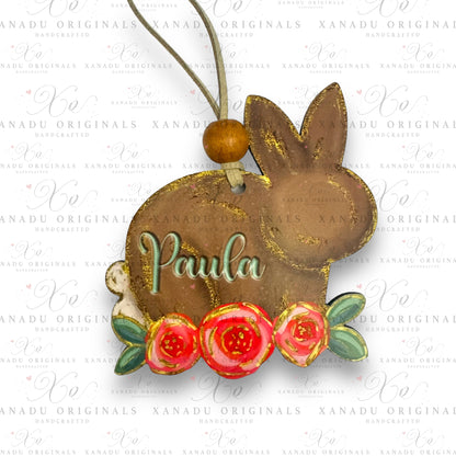 Floral Bunny Easter Basket Tag | Personalized