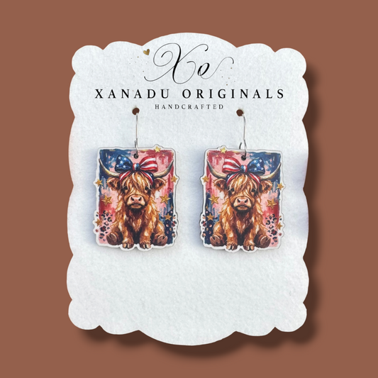 American Highland Cow Earrings
