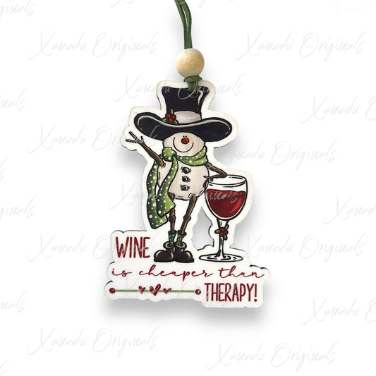 Snowman Wine Therapy Ornament