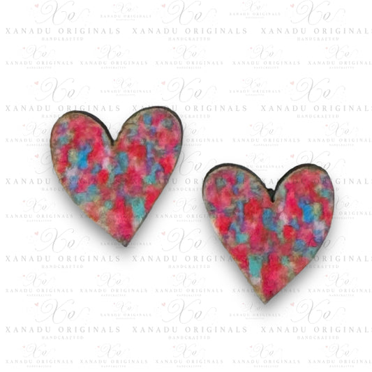 STUD Gold Foil Painted Pink Heart with Post