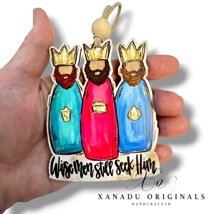 Wise Men Still Seek Him Three Kings Ornament, Traditional Holiday Tree Decor, Whimsical Hand-Painted Style Keepsake