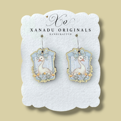 Framed Sitting Goose Earrings