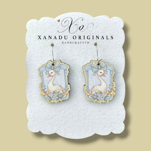 Framed Sitting Goose Earrings
