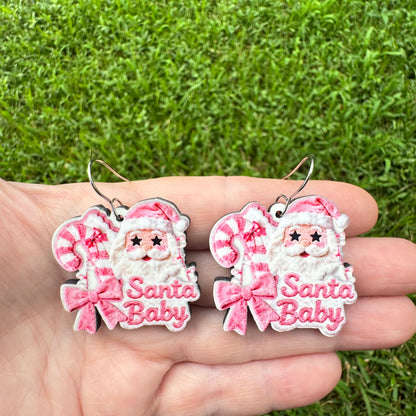 Santa Baby Pink Faux Fur Earrings
