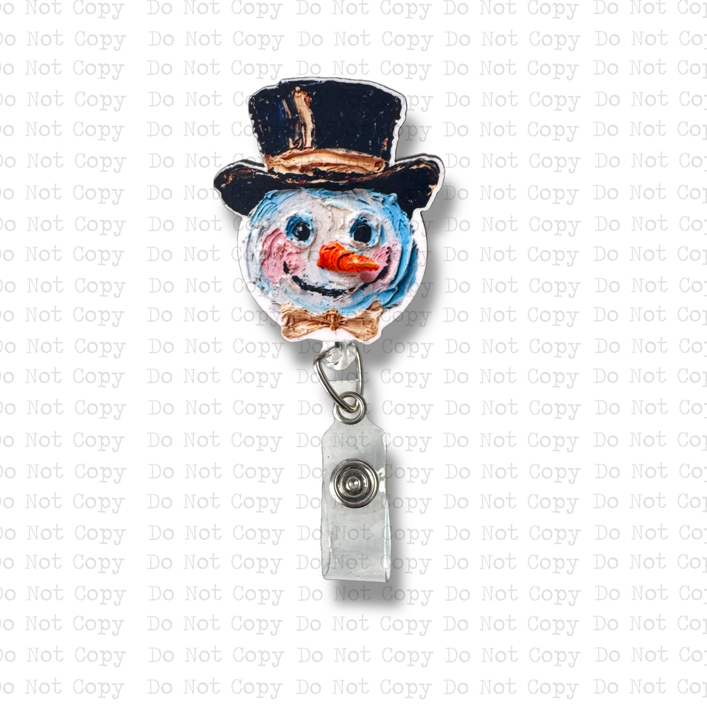 Hand Painted Snowman Interchangeable Badge Button with Reel Option