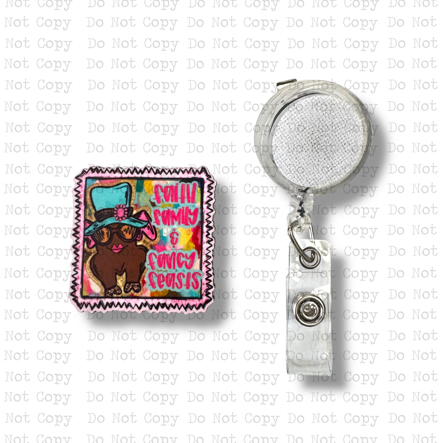 Fancy Feasts Interchangeable Badge Button with Reel Option