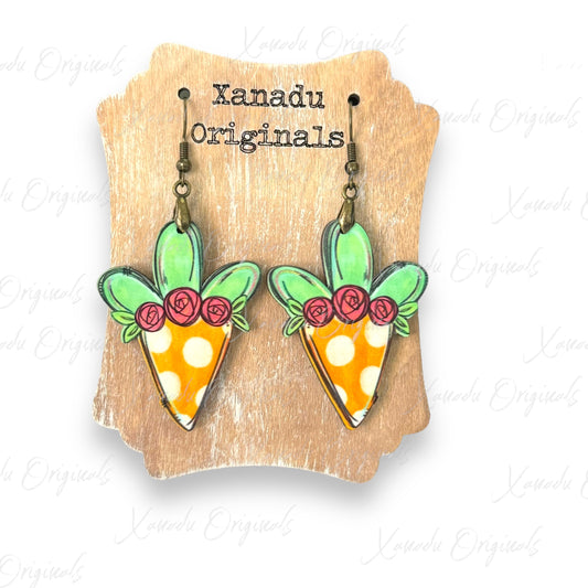 Whimsical Flower Carrot Earrings