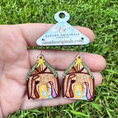 Oh Holy Night Manger Nativity Earrings
