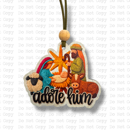 Adore Him Nativity Faux Yarn Christmas Ornament