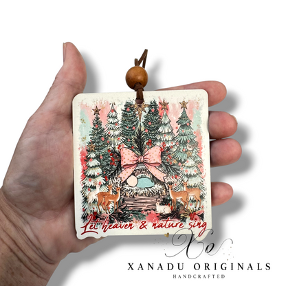 Let Heaven and Nature Sing Manger Ornament, Traditional Holiday Tree Decor, Whimsical Hand-Painted Style Keepsake