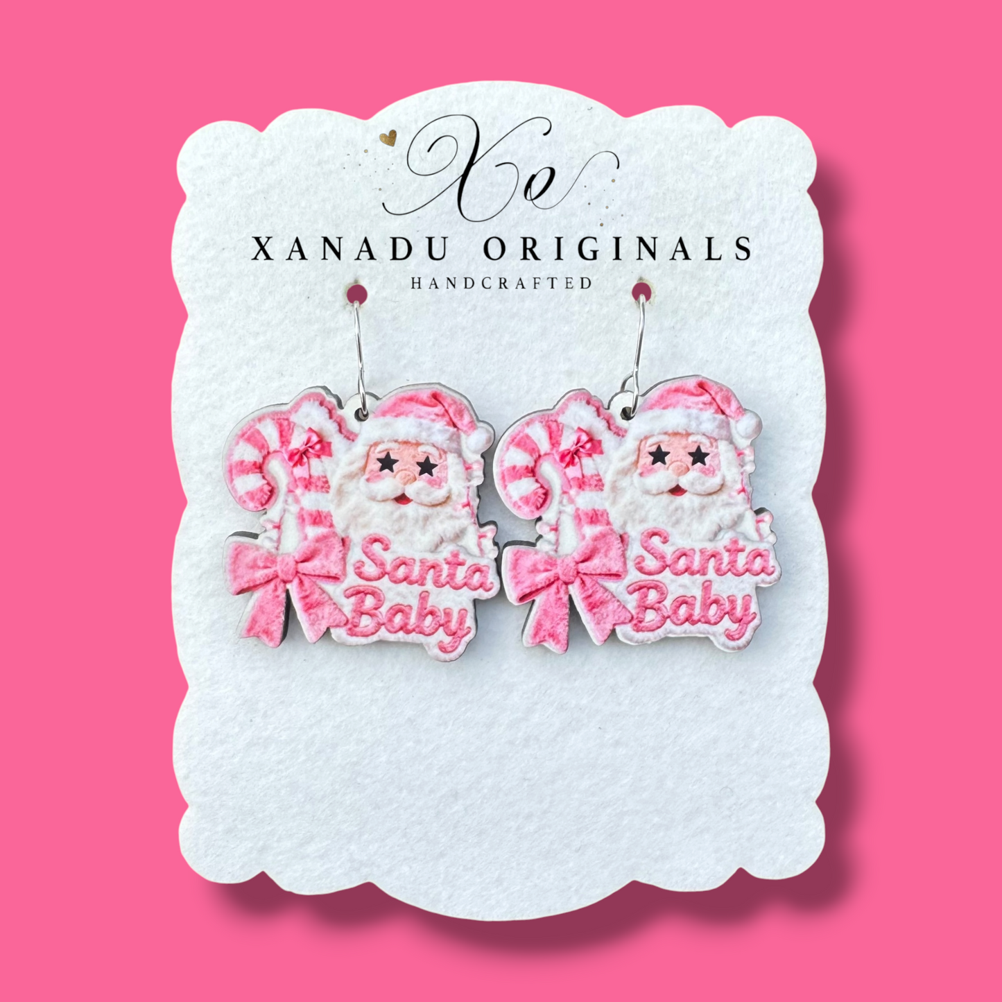 Santa Baby Pink Faux Fur Earrings