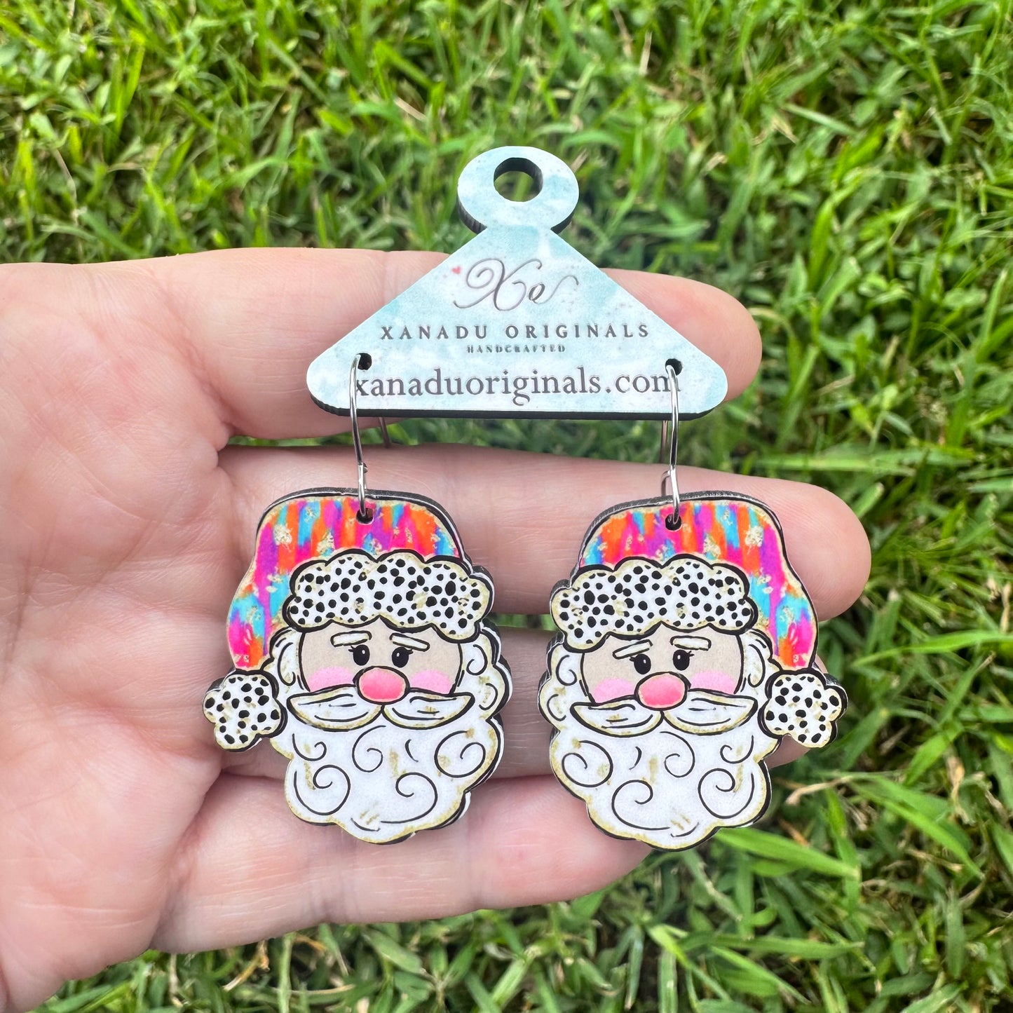 Colorful Pattern Santa Claus Earrings