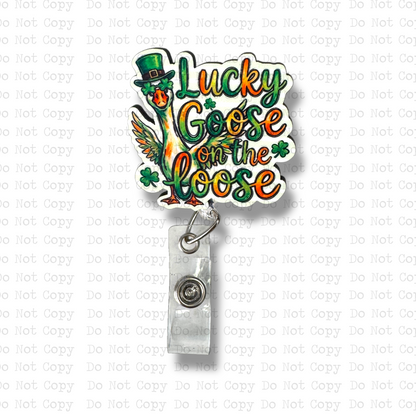 Lucky Goose Interchangeable Badge Button with Reel Option