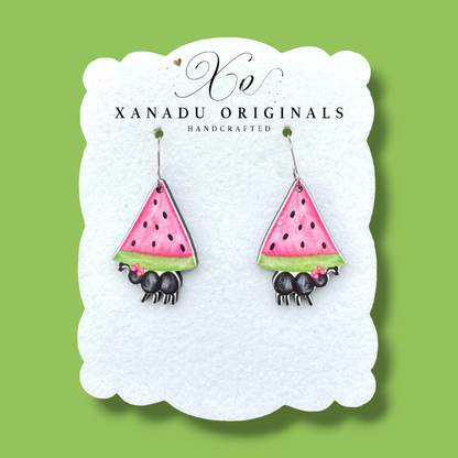 Watermelon Ant Earrings