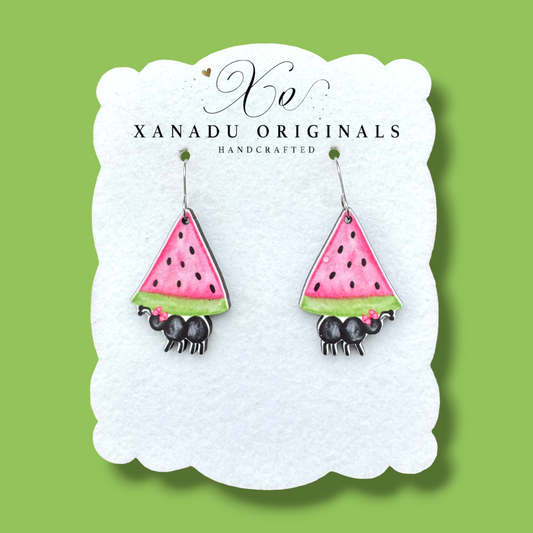 Watermelon Ant Earrings