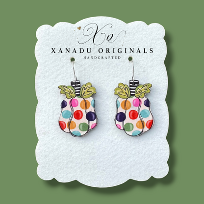 Whimsy Polka Dot Pumpkin Earrings