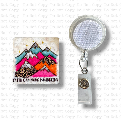 Mountains Interchangeable Badge Button with Reel Option
