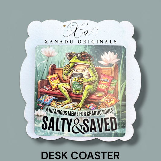 Salty And Saved Raccoon Pickle Coaster