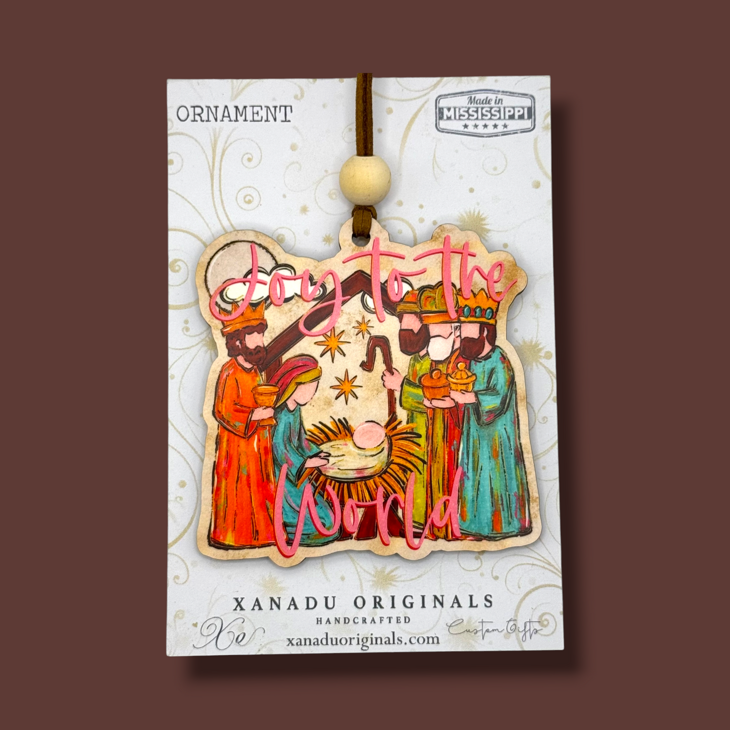 Joy to the World Three Wise Men Nativity Stable Christmas Ornament