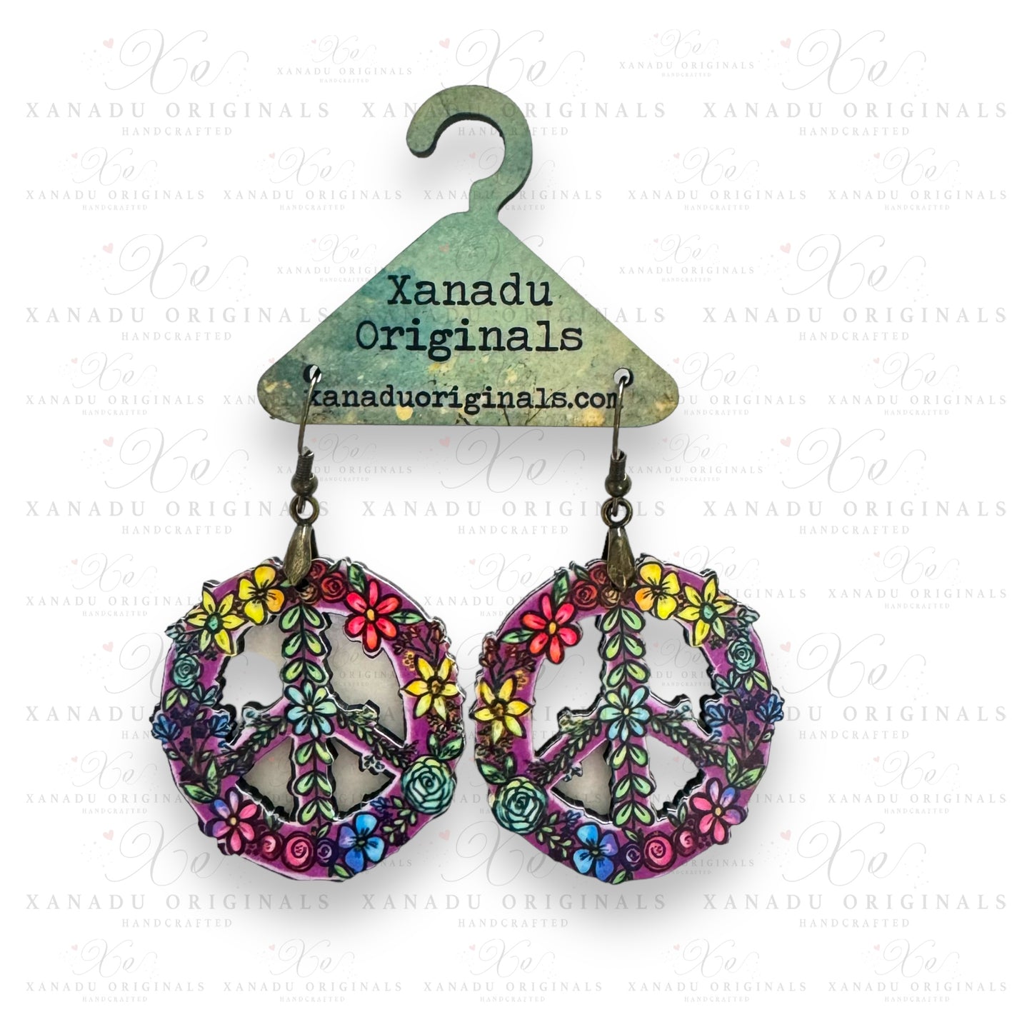 Rainbow Floral Peace Sign Earrings