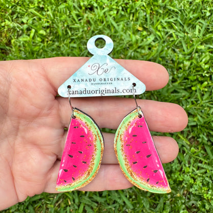 Pink Watermelon Slice Earrings