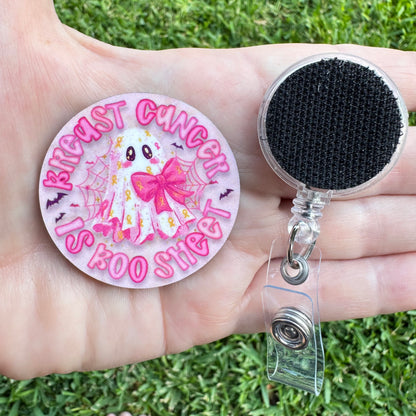 Breast Cancer is Boo Sheet Interchangeable Badge Button with Reel Option