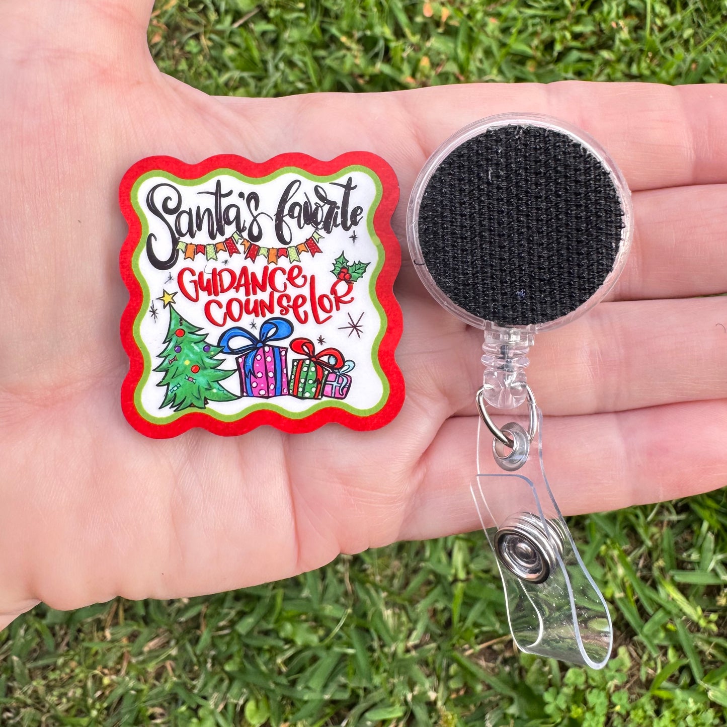 Santa's Favorite Guidance Counselor Interchangeable Badge Button with Reel Option