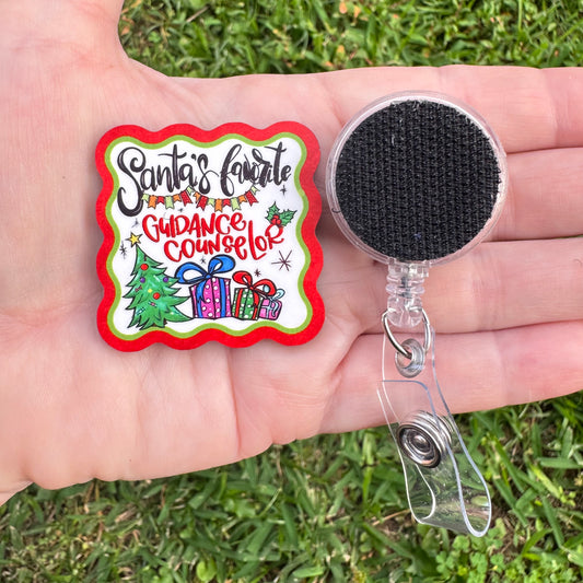 Santa's Favorite Guidance Counselor Interchangeable Badge Button with Reel Option