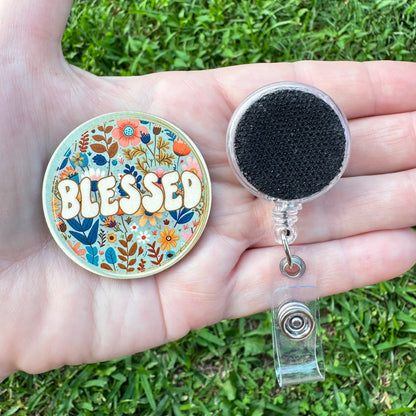 Blessed Interchageable Badge Button with Reel Option