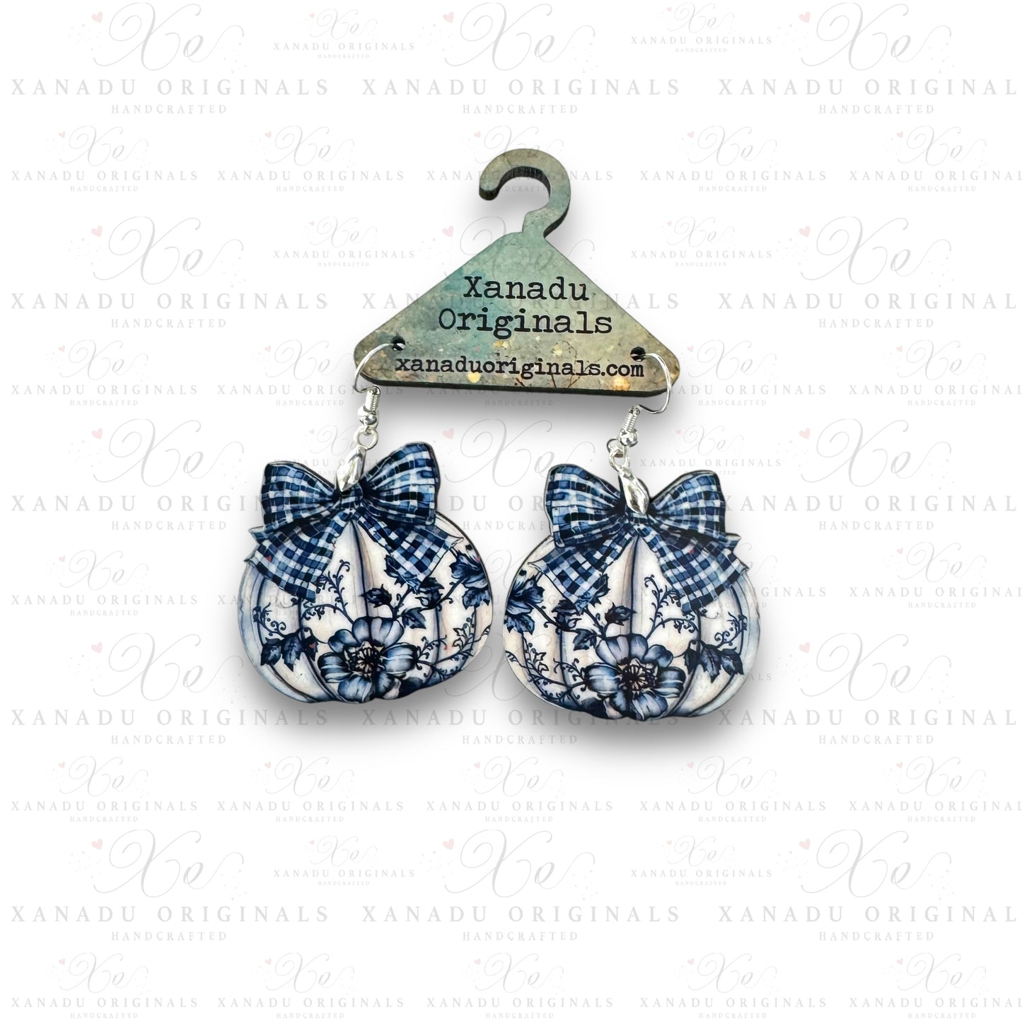 Blue Floral Pumpkin Earrings