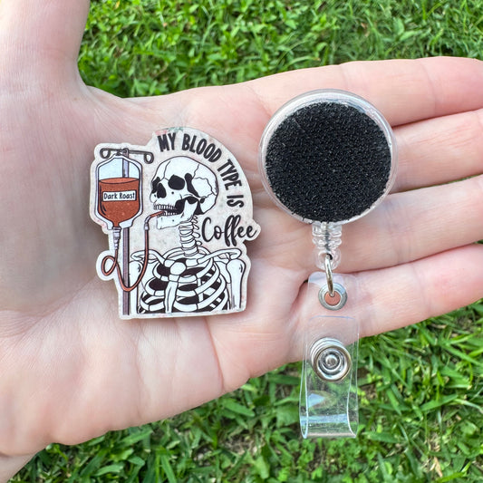 My Blood Type Interchangeable Badge Button with Reel Option