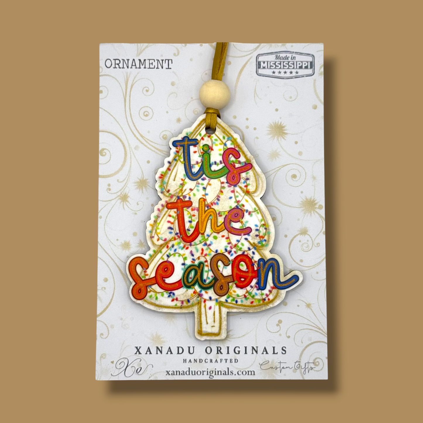 Tis the Season Colorful Tree Wooden Christmas Ornament