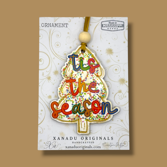 Tis the Season Colorful Tree Wooden Christmas Ornament