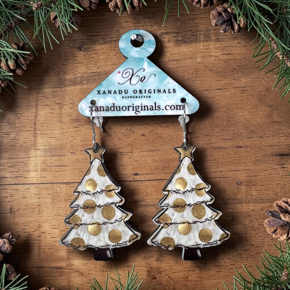 Golden Dot Christmas Tree Earrings Earrings