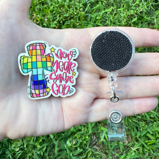 New Year Same God Interchangeable Badge Button with Reel Option