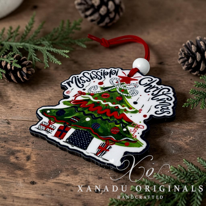 Rebels Mississippi Christmas Tree Wood Ornament - Whimsical Southern Gameday Gift
