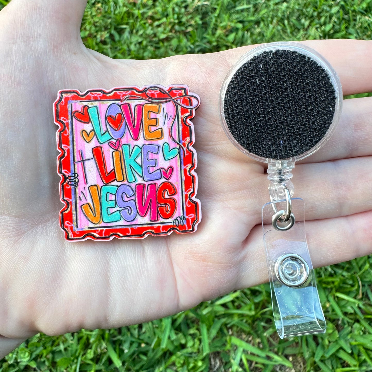 Love Like Jesus Interchangeable Badge Button with Reel Option