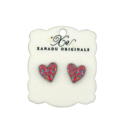 STUD Gold Foil Painted Pink Heart with Post