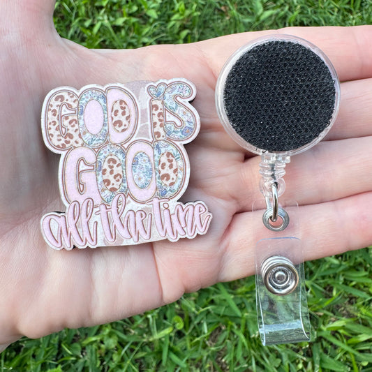 God Is Good Muted Interchangeable Badge Button with Reel Option