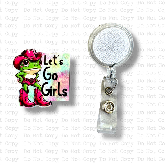 Lets Go Girls Interchangeable Badge Button with Reel Option