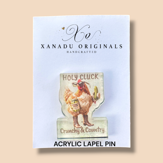 Holy Cluck Chicken Pickle Lapel Pin