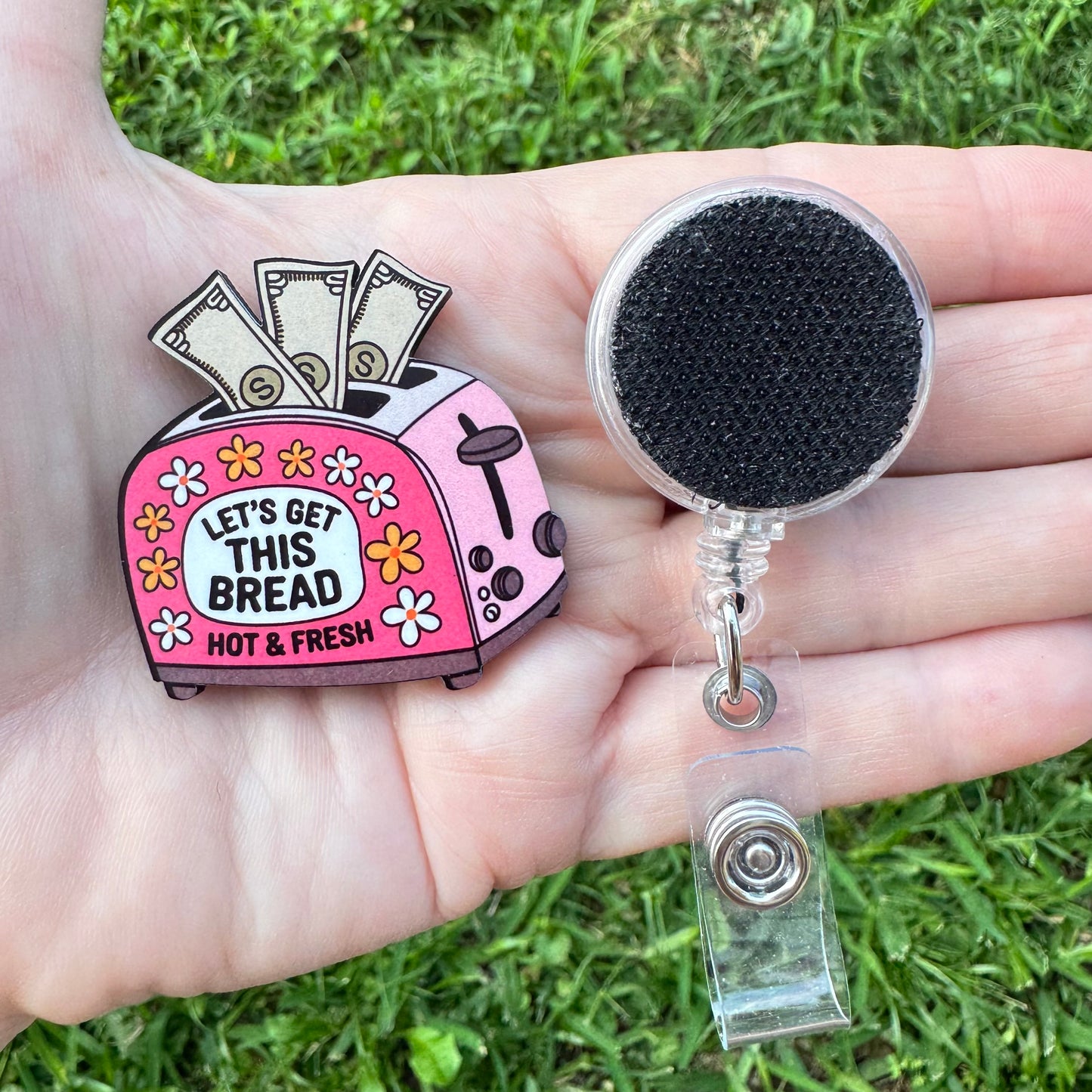 Let's Get This Bread Interchangeable Badge Button with Reel Option