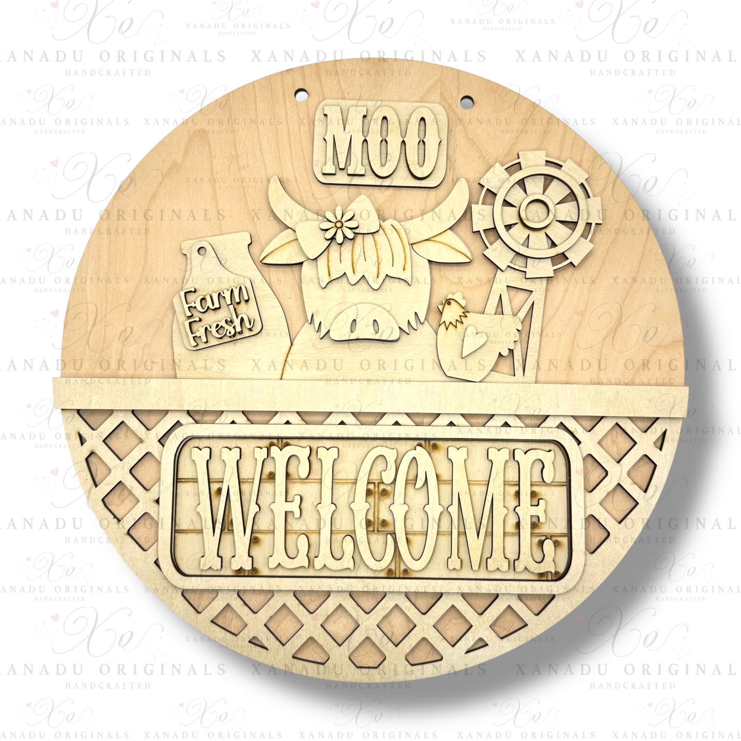 Highland Cow Interchangeable Wood Sign | DIY