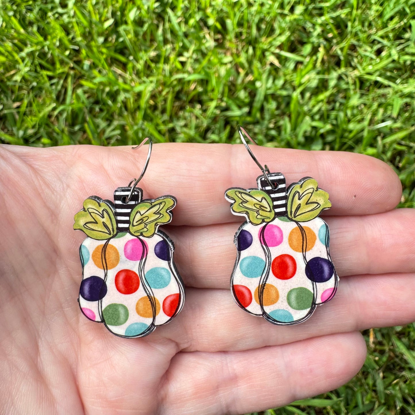 Whimsy Polka Dot Pumpkin Earrings
