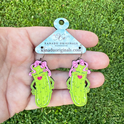 Lipstick Pickle Dangle Earrings
