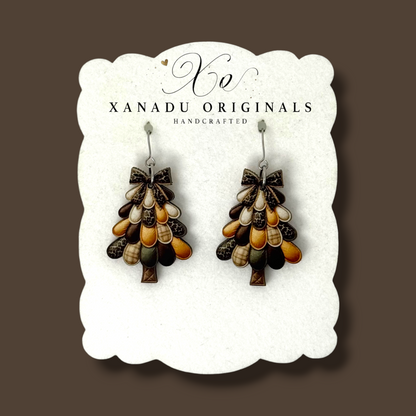 Leopard Patchwork Christmas Tree Earrings